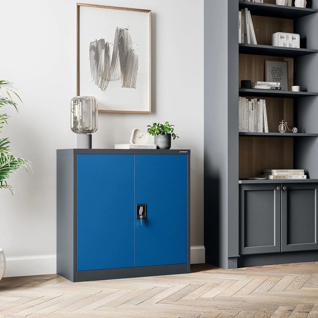 Szafka metalowa na klucz garażowa BEATA, 900 x 930 x 400 mm, antracytowo-niebieska