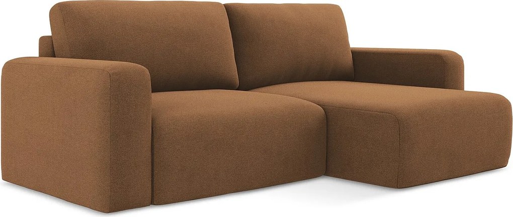 Narożnik prawostronny z funkcją spania - z tkaniny strukturalnej - terakota - KONA