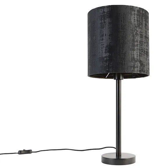 Nowoczesna lampa stołowa czarna z abażurem czarnym 25 cm - Simplo Nowoczesny Oswietlenie wewnetrzne