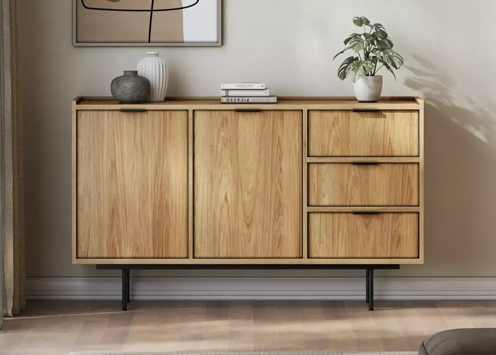 Komoda Nordell 2D3S – nowoczesna komoda z 2 drzwiami i 3 szufladami