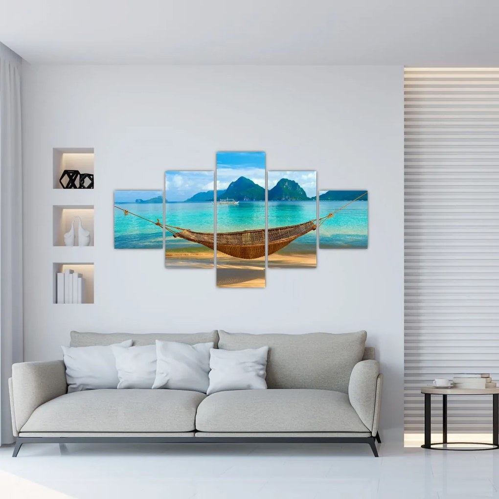 Obraz - Hamak na plaży (125x70 cm)