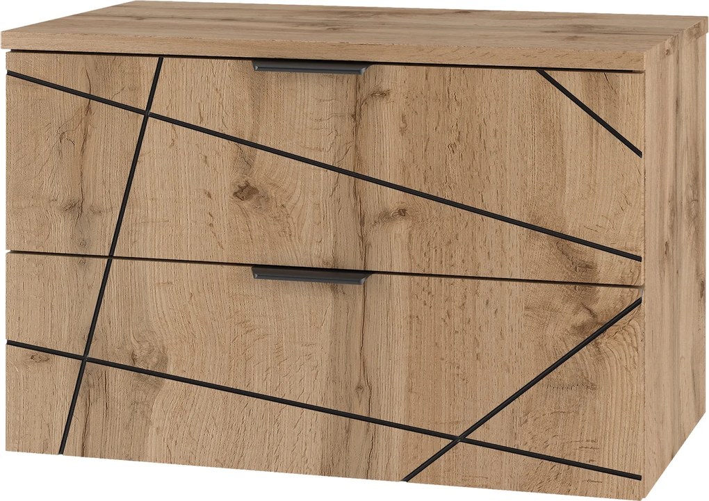 Szafka pod umywalkę nablatową Wood 01, dąb wotan, 80 cm - zestaw 1