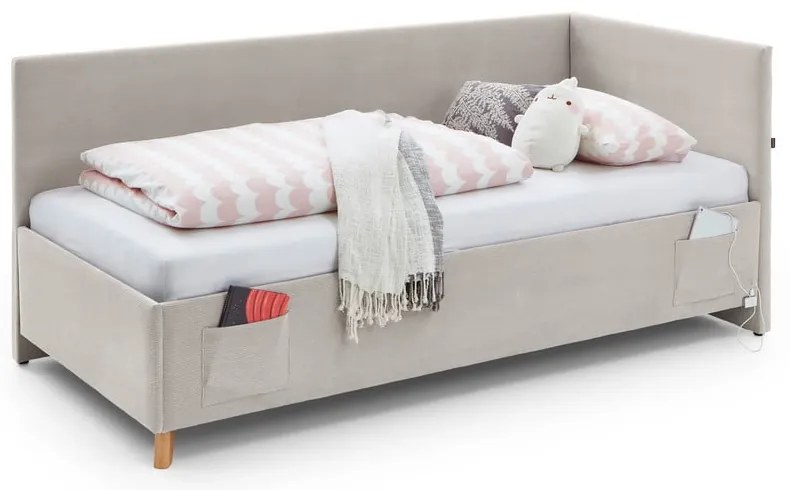Beżowe narożne łóżko dziecięce ze schowkiem 90x200 cm Cool – Meise Möbel