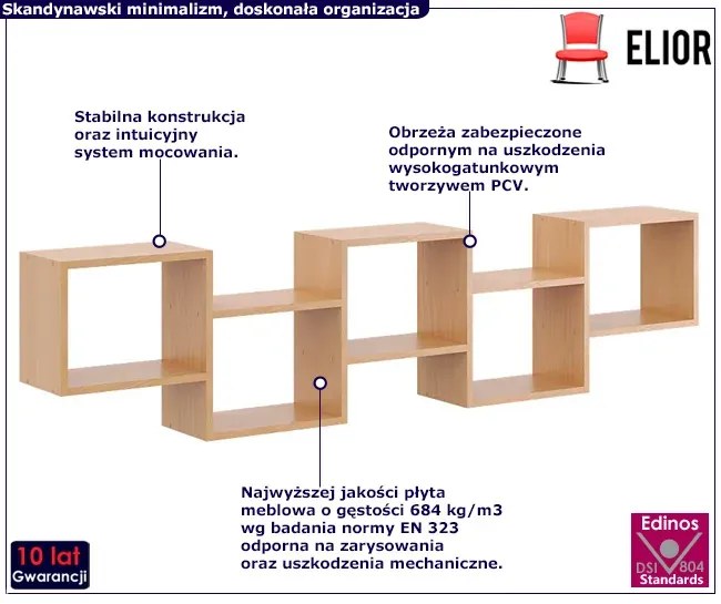 Skandynawska półka ścienna w kolorze buk N3-H44