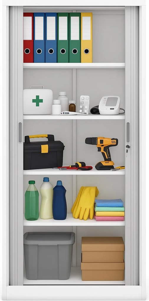 Szafa biurowa na akta z roletą Damian 90x45x185 cm szary/biały