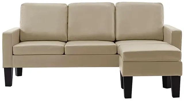 3-osobowa sofa z ekoskóry z podnóżkiem cappuccino - Lencor 4Q