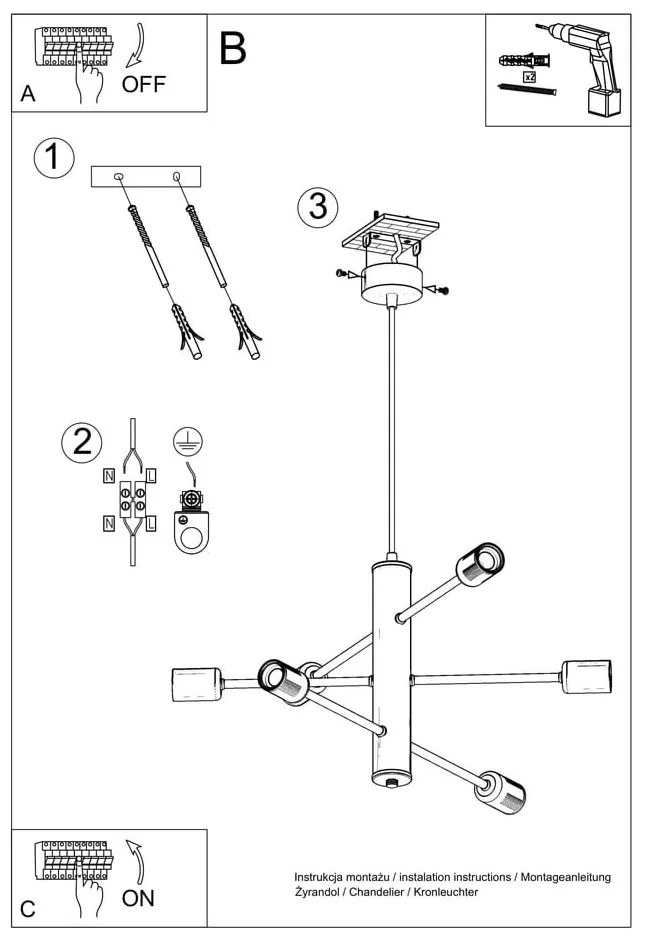 Czarna lampa wisząca Sollux Donato 6