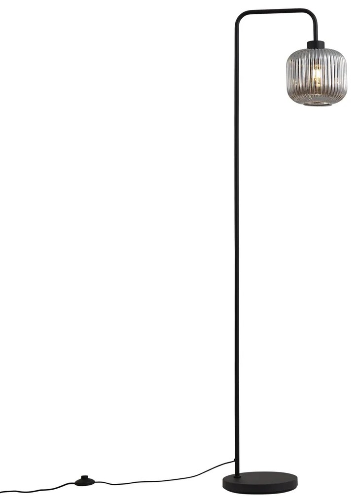 Inteligentna lampa podłogowa czarna z przydymionym szkłem z WiFi A60 - Ana