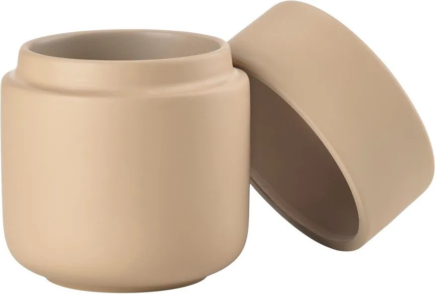 Beżowy kamionkowy organizer łazienkowy na waciki Ume – Zone