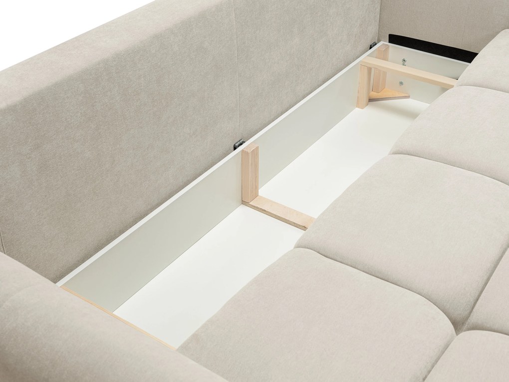 Masseno Sofa MODA z funkcją spania i pojemnikiem na pościel, Rozkładana sofa - Beżowy, WIND 05