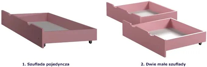 Różowe łóżko dla dziecka z materacem i szufladą G9-A15