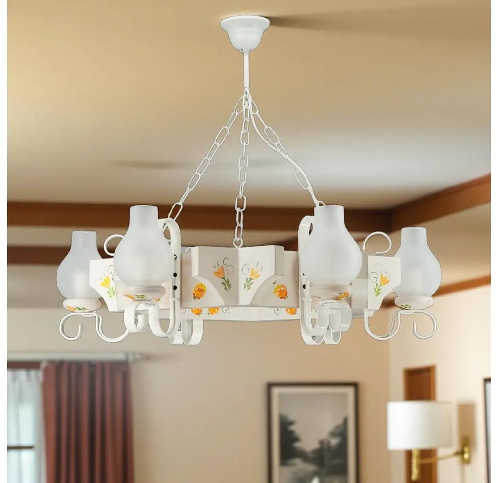 Brilagi - Żyrandol na łańcuchu QUEEN 6xE14/40W/230V buk/kremowy