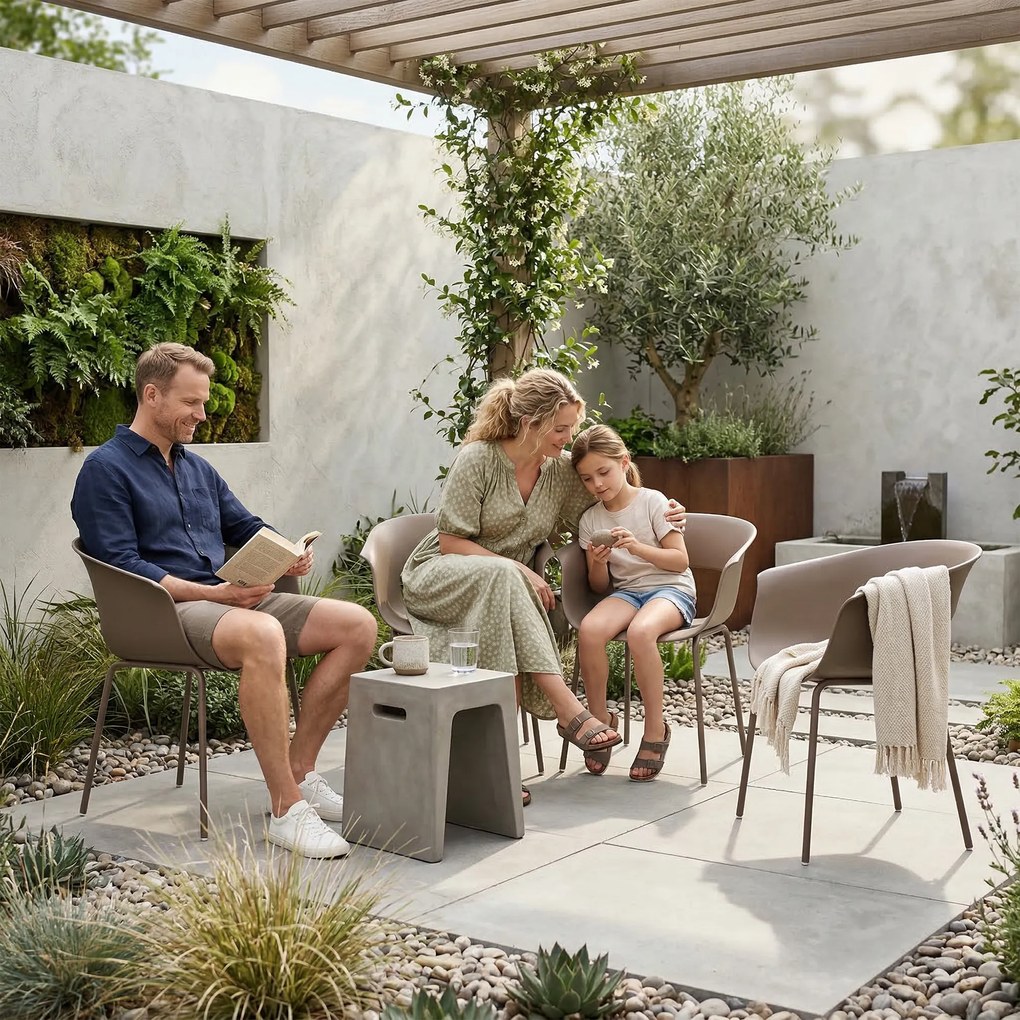 Outsunny Fotele ogrodowe 4 sztuki ergonomiczne z wycięciami podłokietniki odporne na warunki atmosferyczne kawowe | Aosom PL