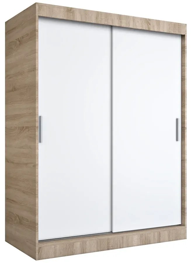 Szafa przesuwna 150 cm dąb sonoma + biały - Erco 4X