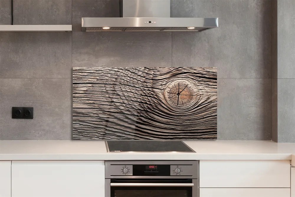 Panel szklany do Kuchni Słoje Drewna w Zbliżeniu