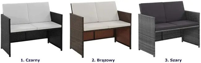 Brązowy zestaw mebli ogrodowych z poduszkami – Ofler