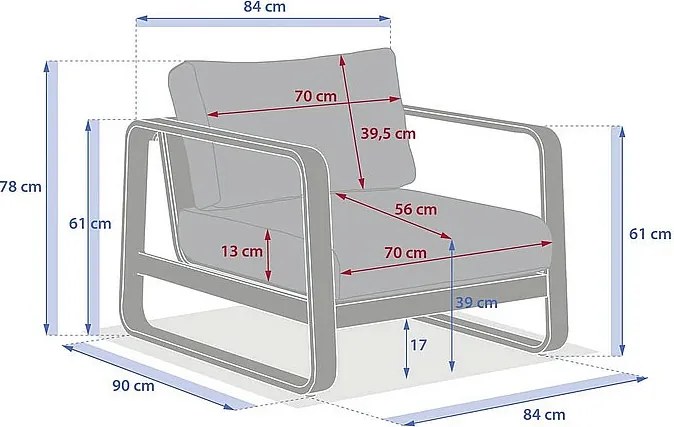 Zestaw aluminiowy ISABELLA dla 5 osób (terakotowy)