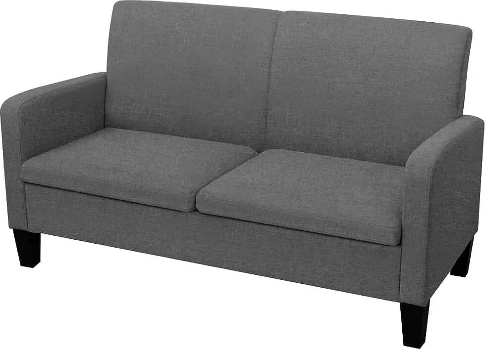 Nowoczesna sofa dwuosobowa ciemnoszara 135x65x76 cm z oddychającej tkaniny i wytrzymałego drewna sosnowego