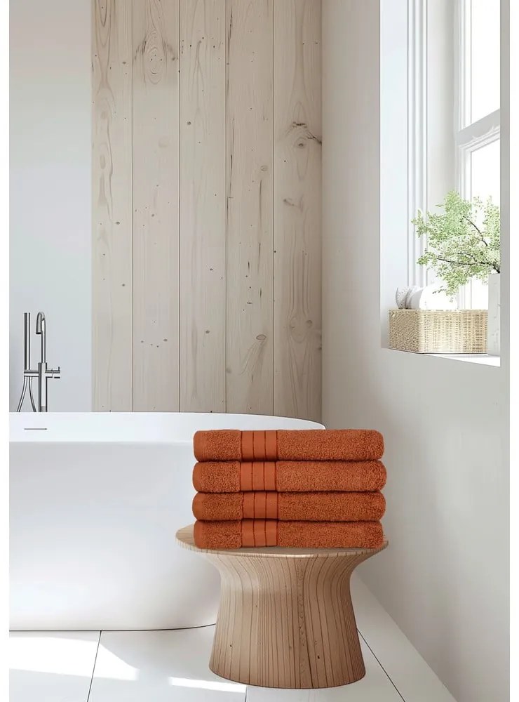 Ceglaste bawełniane ręczniki frotte zestaw 4 szt. 50x100 cm – Good Morning