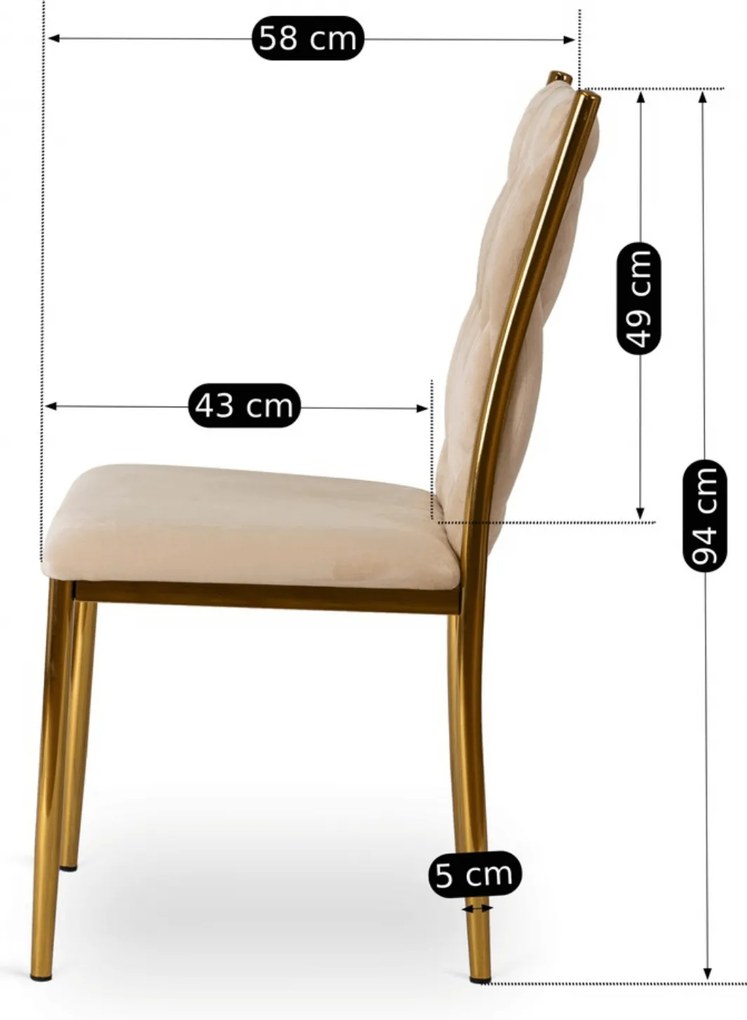 Krzesło Tapicerowane Plecione do Salonu DAN Kremowe Welurowe Nowoczesne Glamour