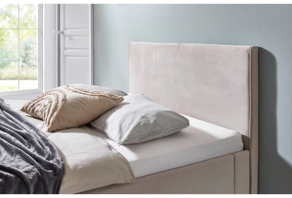 Białe/kremowe tapicerowane łóżko dwuosobowe bez stelaża 140x200 cm Leira – Meise Möbel