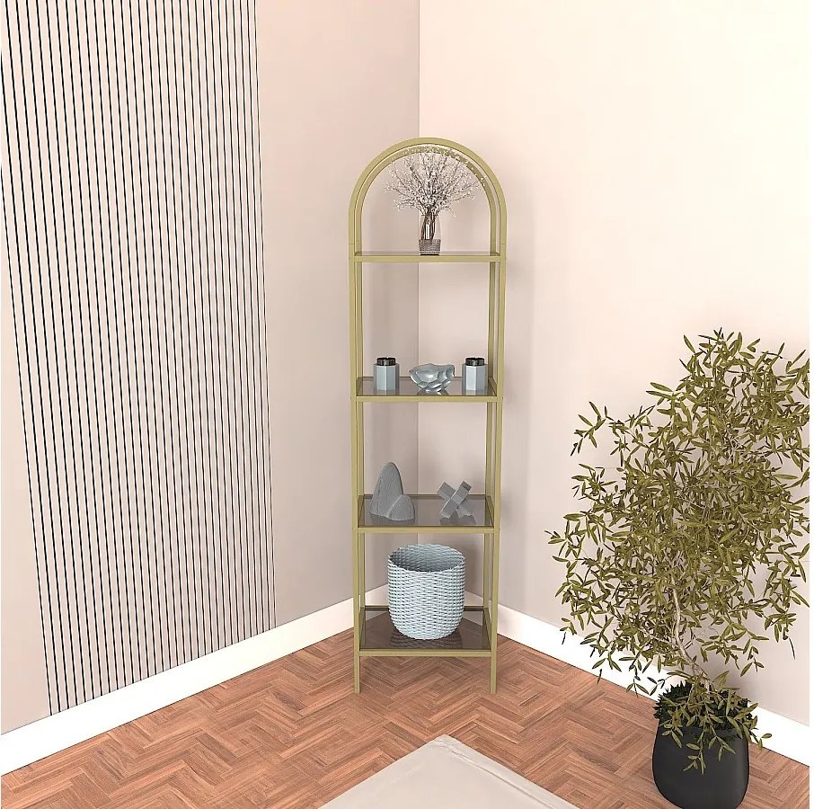 Komoda – 175 cm x 30 cm – Złota – Szkło hartowane i metal