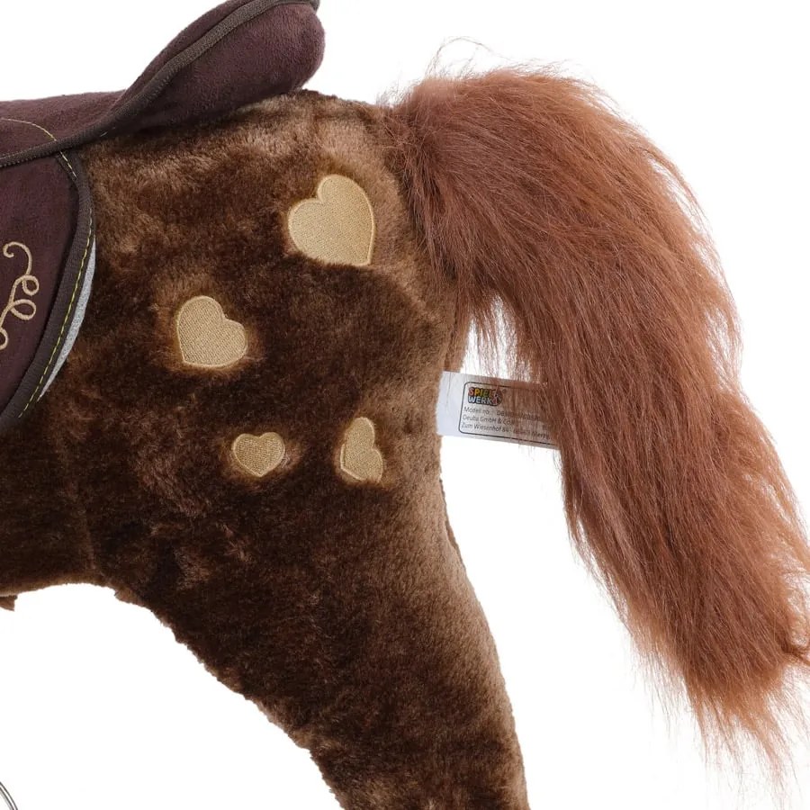 Brązowy koń na biegunach z efektem dźwiękowym Spielwerk