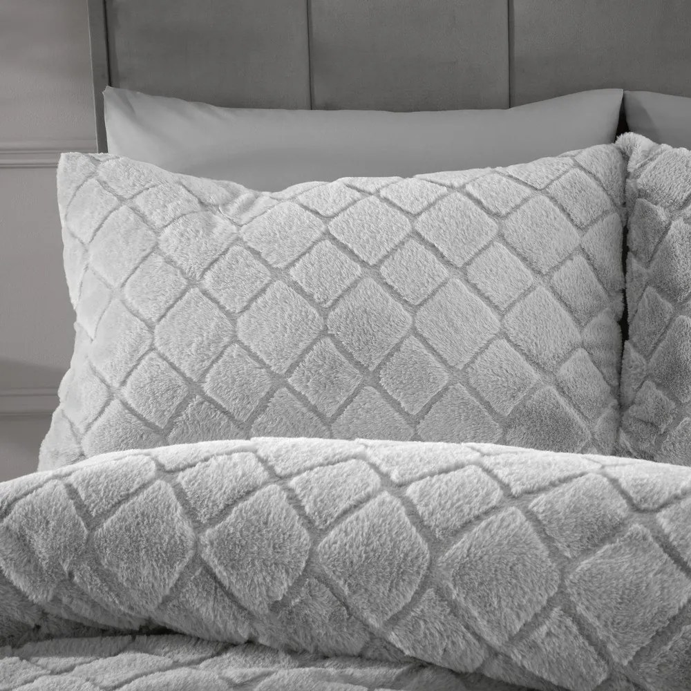 Szara pościel dwuosobowa z mikropluszu 200x200 cm Cosy Diamond – Catherine Lansfield