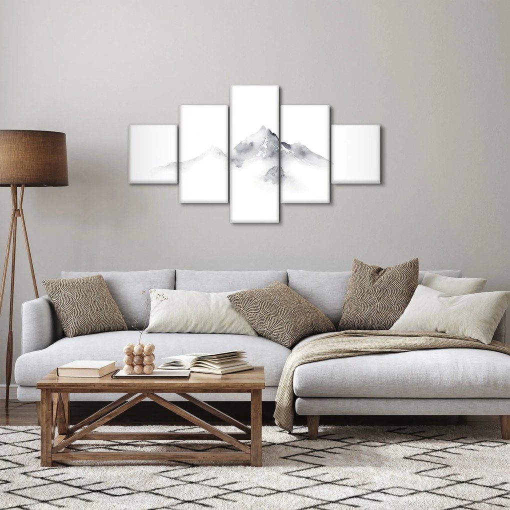 Obraz - Obraz gór namalowany tuszem (125x70 cm)
