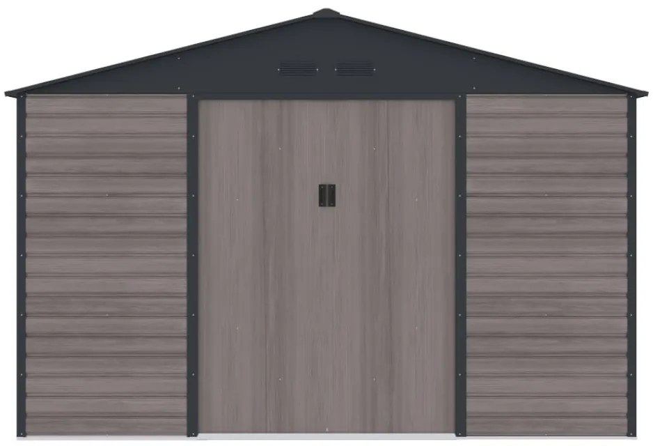 Wiata ogrodowa ADELMO ze stali galwanizowanej, drewnopodobnej – kolor szary – 10,98 m²