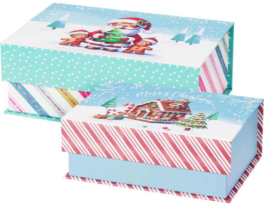 Zestaw 2 pudełek świątecznych Cookieman paski