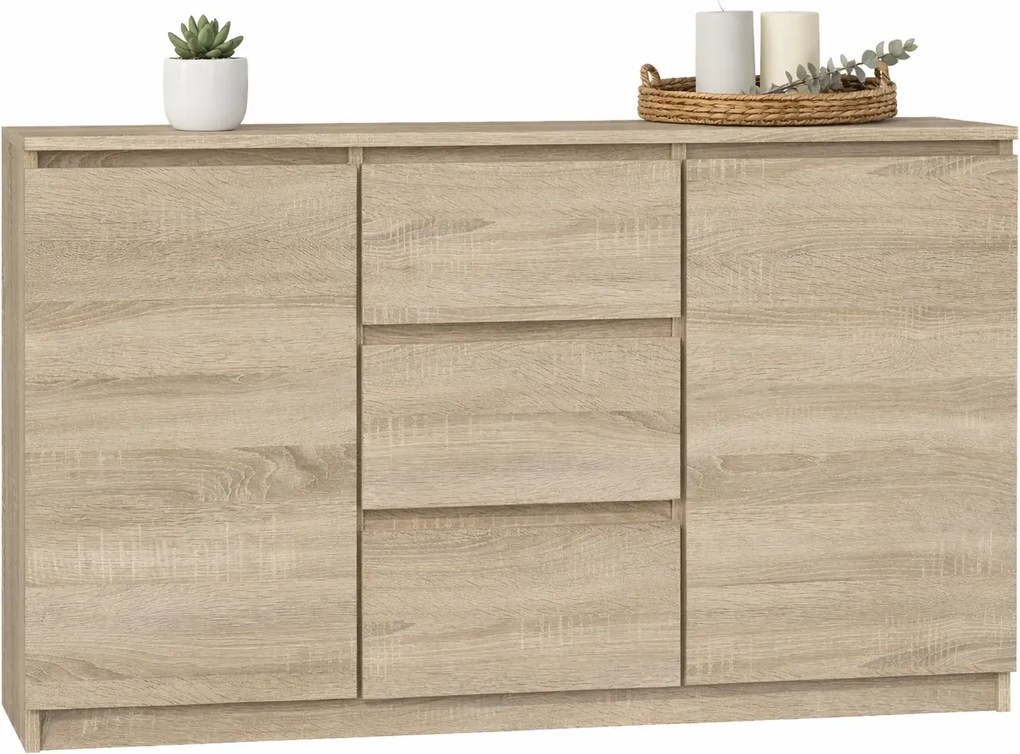 Z drzwiczkami komoda i szufladami sonoma dąb 120 cm D1-P69
