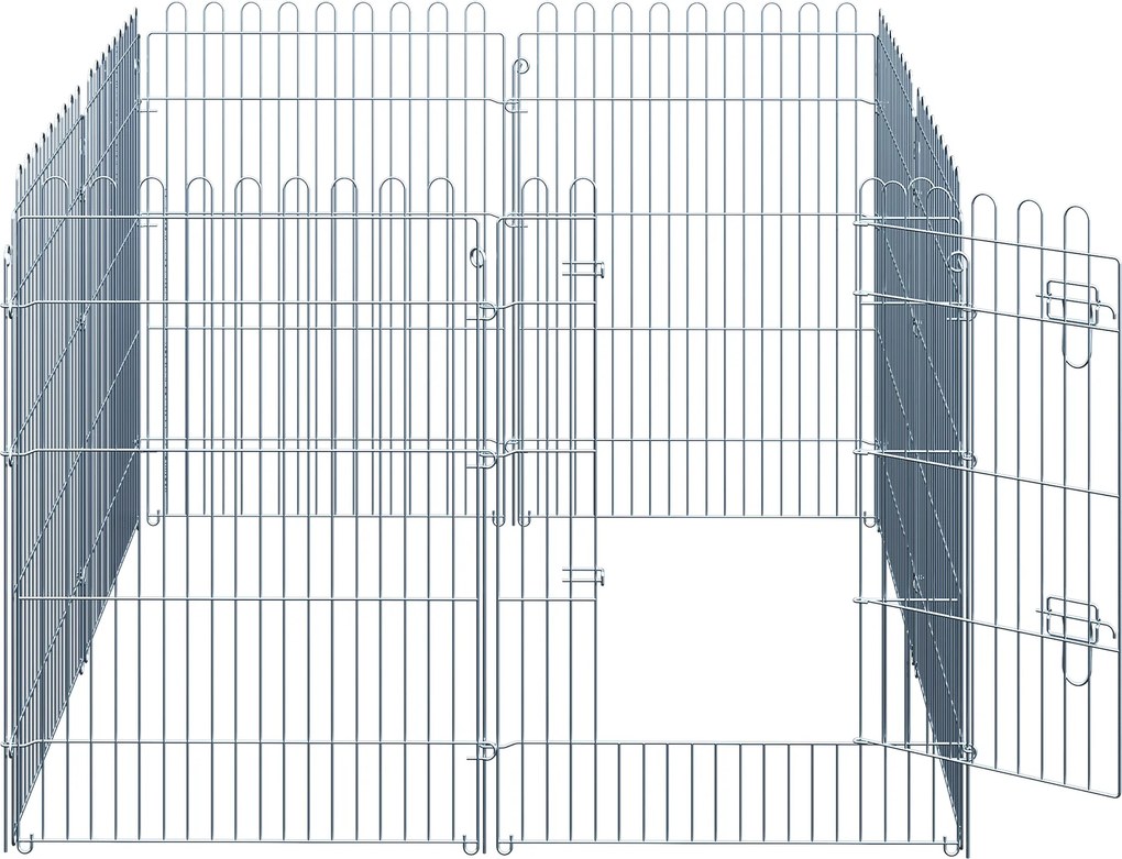 PawHut Kojec dla Zwierząt Metalowy Wybieg dla Szczeniąt 63x91 cm Srebrny | Aosom PL