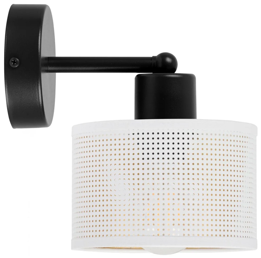 Czarny kinkiet jednopunktowy z białym abażurem WD-BE-1010SC-WE