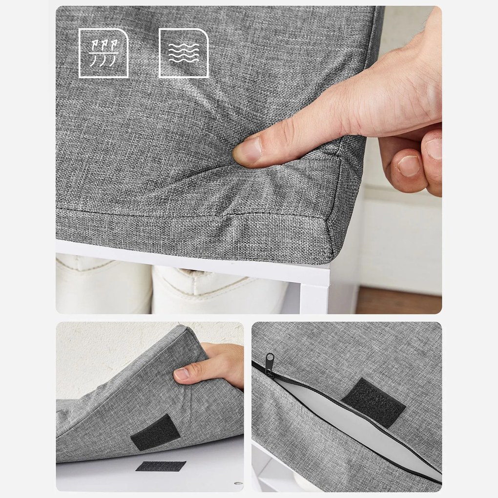 Szafka na Buty z Siedziskiem, Biała, Szara - LHS15WT