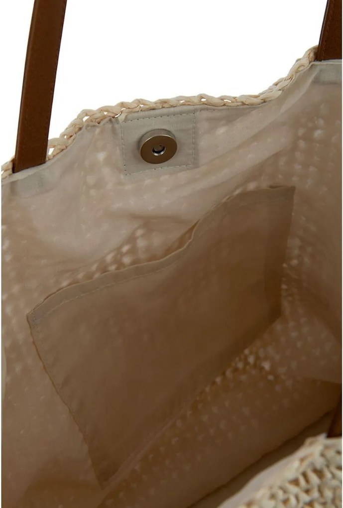 Torba plażowa z muszlami i piórami OCEANA 49x34 cm, naturalna