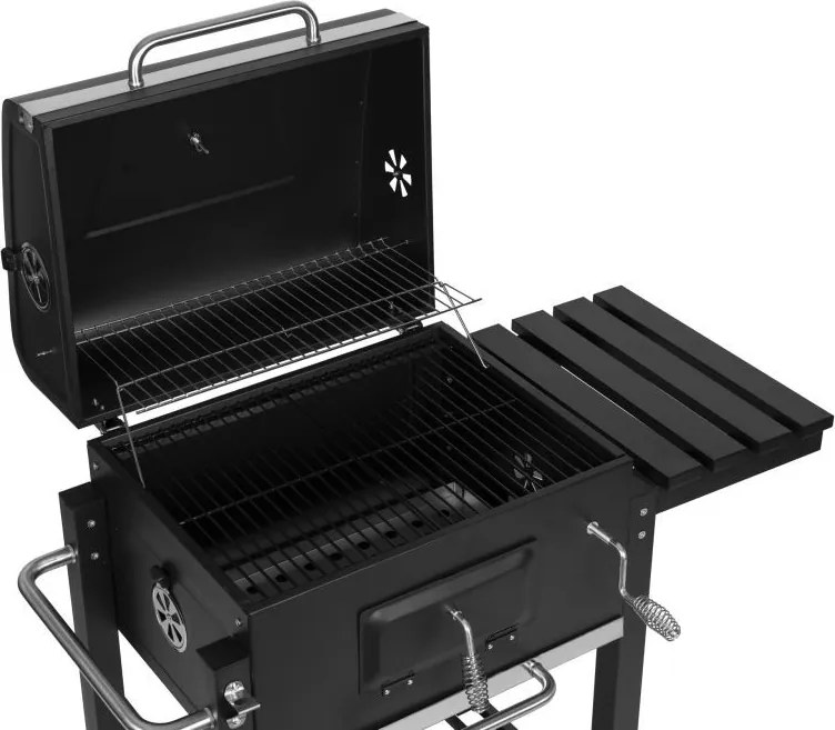 Grill węglowy ogrodowy GW-01 z półkami, kółkami i pokrywą