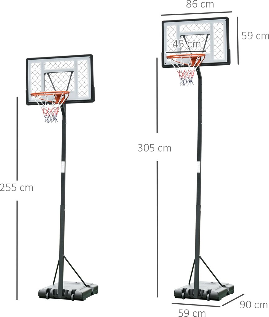 HOMCOM mobilny stojak do koszykówki kosz do koszykówki ze stojakiem