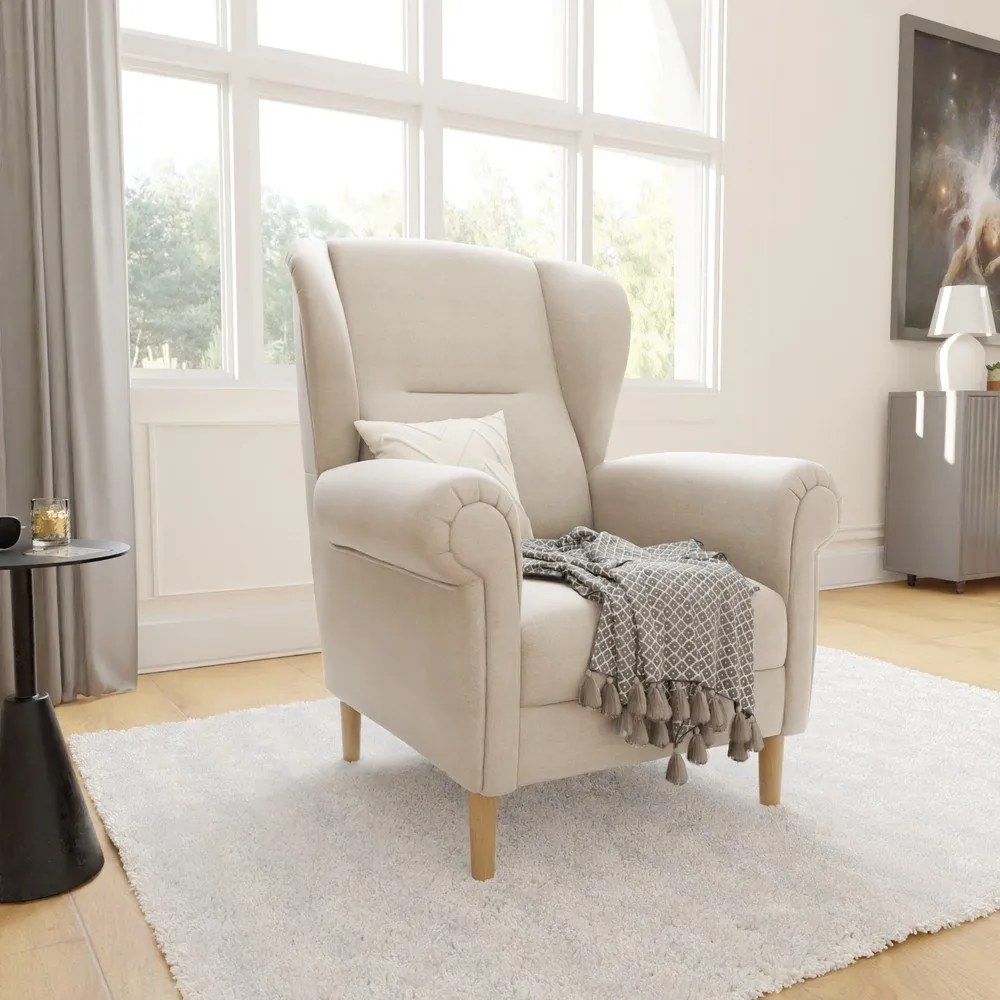 Beżowy fotel typu uszak Swan – Ropez