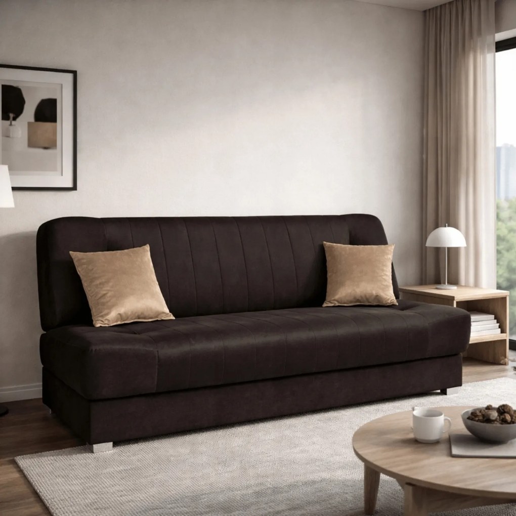Sofa z Funkcją Spania PIANO 2 Rozkładana Wersalka Dwuosobowa Brązowa Nowoczesna do Salonu