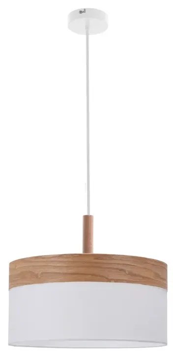 Lampa wisząca biały + drewniany E1-R94