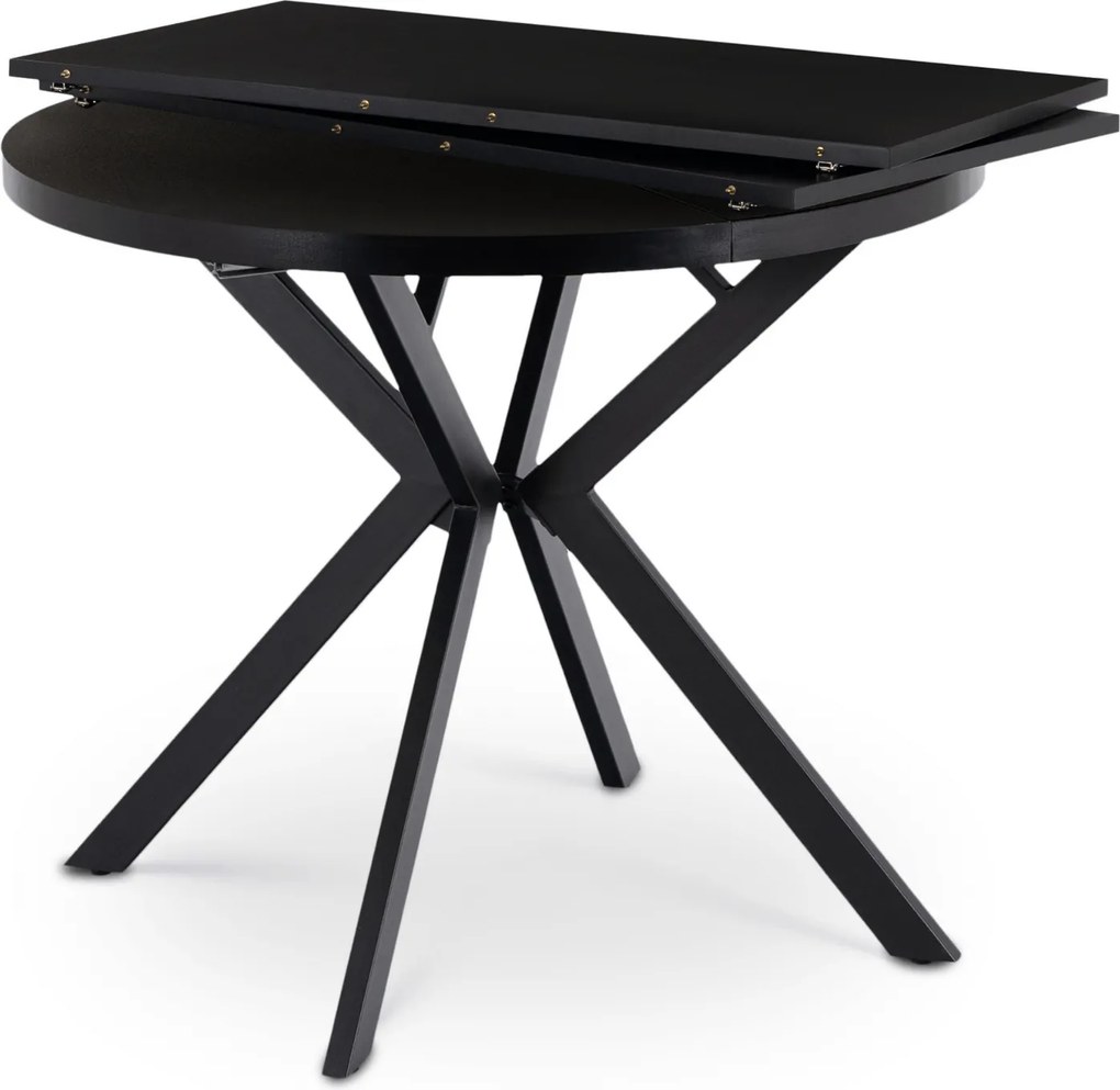 Stół Okrągły Rozkładany DORIAN 80-160 cm Czarny Nowoczesny Loft