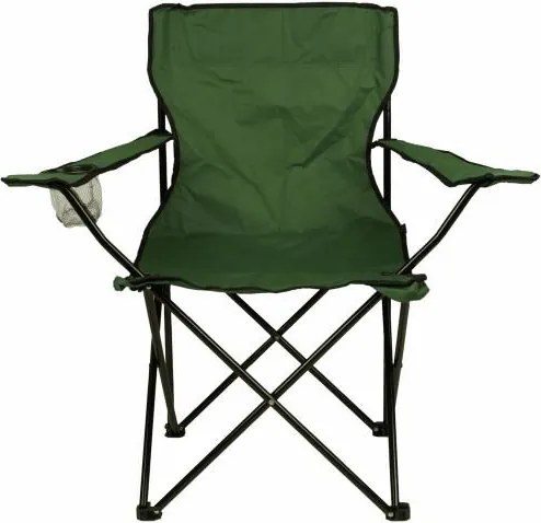 Turystyczne kampingowe krzesło składane zielone z miejscem na napoje