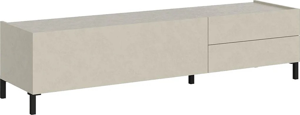 Stolik pod telewizor z 1 klapą i 2 szufladami Solaria 160x42x40 cm, biały połysk