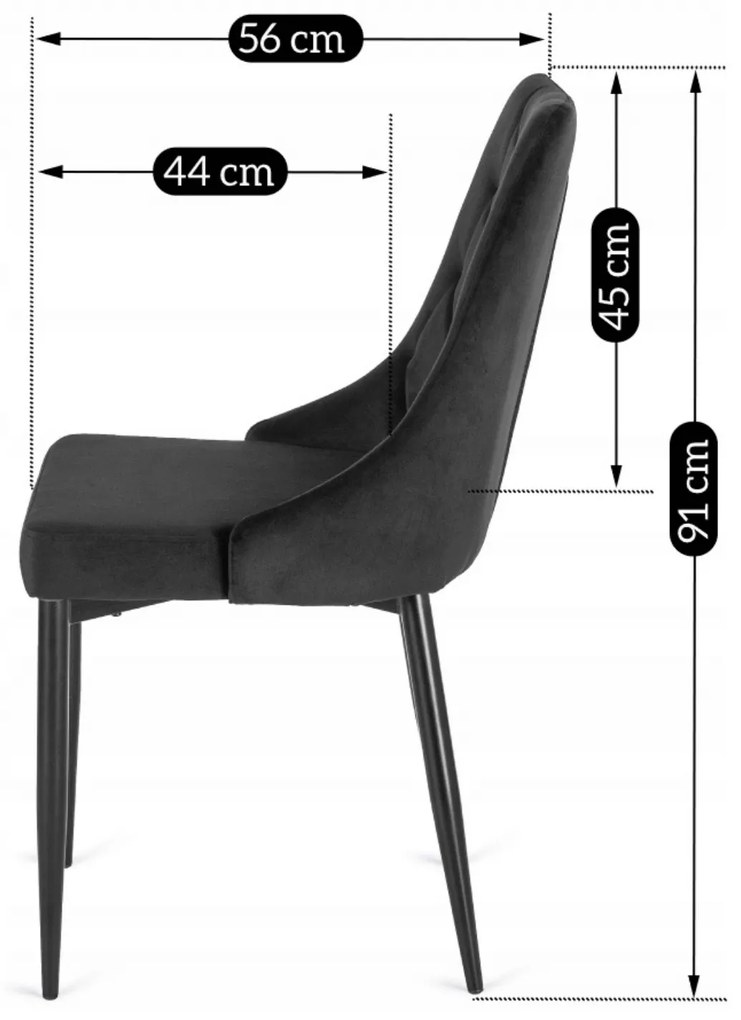 Zestaw Stół Okrągły LINO 100 cm Orzech/Czarny i 4 Krzesła Tapicerowane do Salonu CORK Czarne Welurowe Nowoczesne Loft