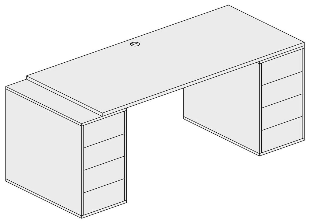 PLAN Biurko z przestrzenią do przechowywania BLOCK B03, biały/pomarańczowy