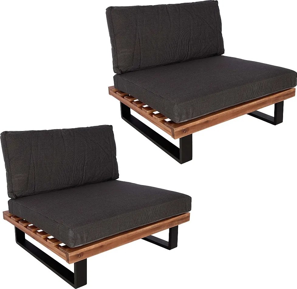 Fotel wypoczynkowy MCW-H54 (zestaw 2 szt.),  brązowe, tapicerka ciemnoszara