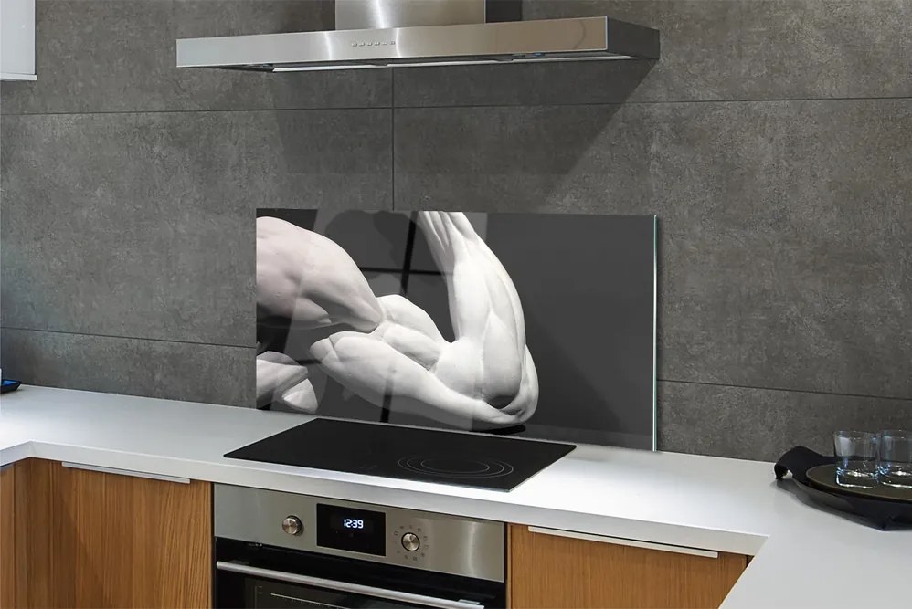 Panel szklany do Kuchni Czarno-Biała Rzeźba Mięśni