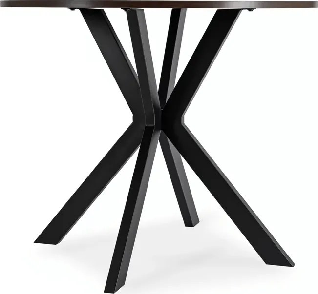 Zestaw Stół Okrągły LAUREN 90 cm Orzech/Czarny i 4 Krzesła ROBIN Czarne