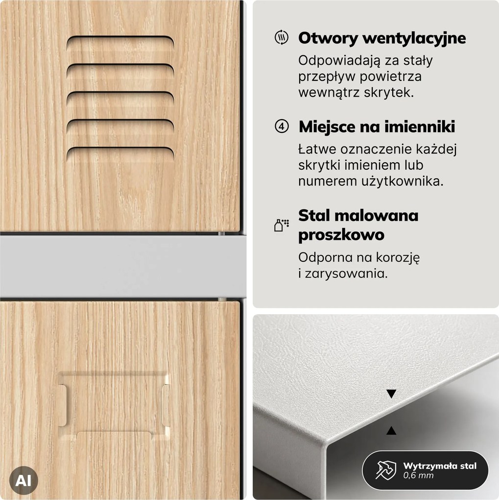 Szafa skrytkowa socjalna BHP szara / dąb sonoma, 1360x1720x450 mm: ROBERT Eco Design